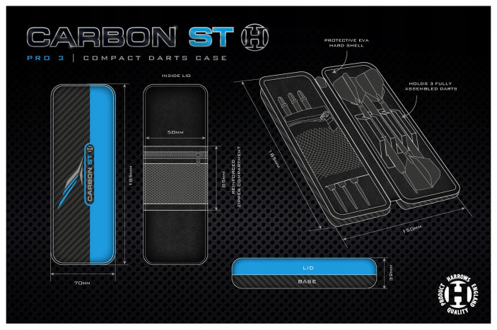 Pokrowiec na rzutki Harrows Carbon st pro 3 Szary