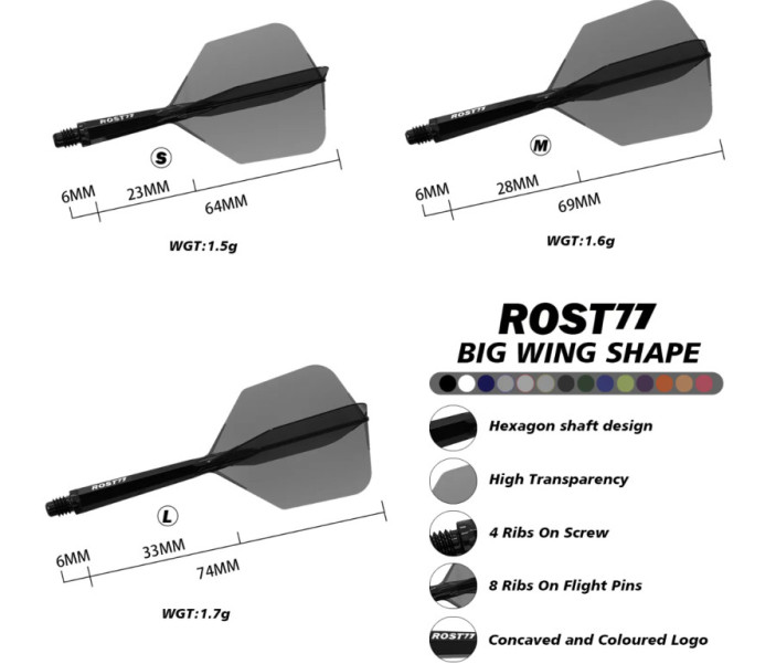 Shaft z piórkiem Cuesoul Rost77 Big Wing Solid