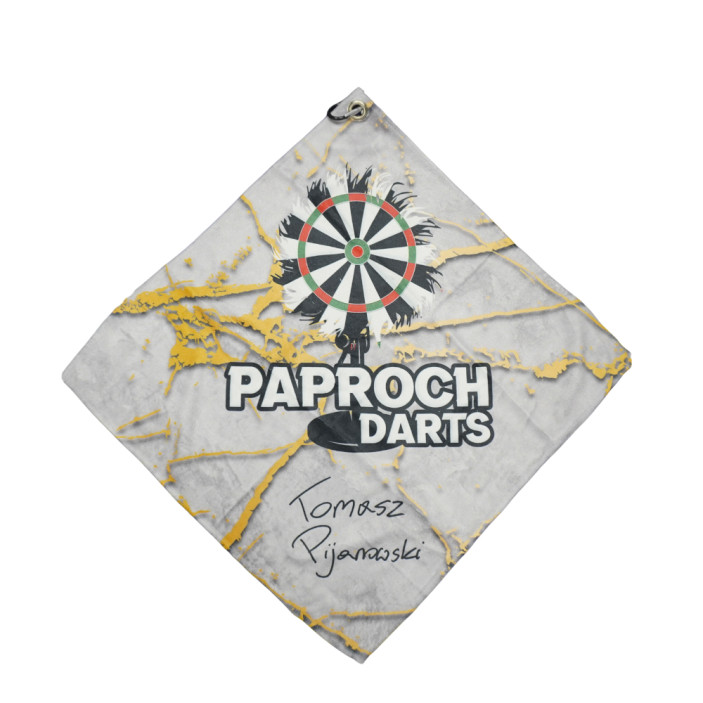 Ręcznik darterski z karabińczykiem Paproch Darts 35x35cm 