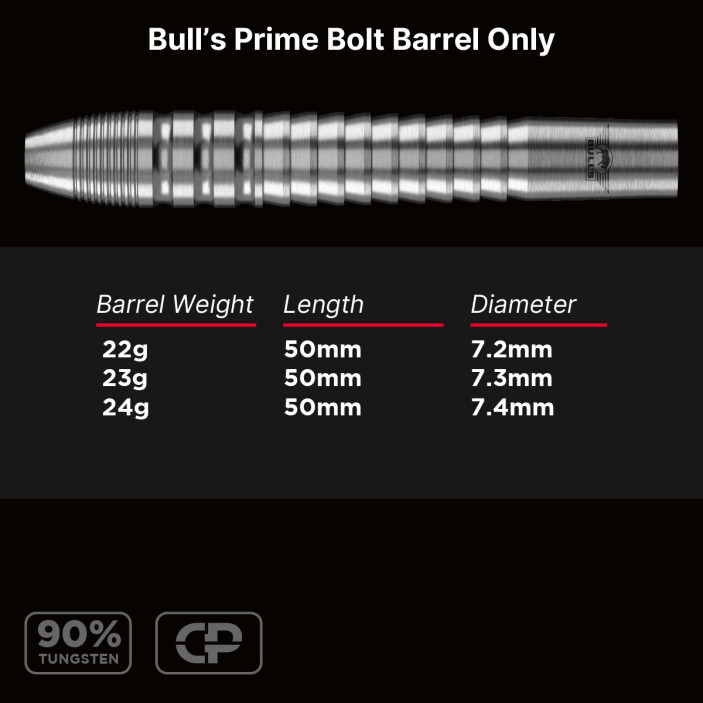 Barrele lotek do darta Bull's Prime Bolt CP 90% 23g 