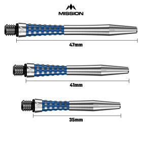 Shafty Aluminiowe Mission Atom13 Medium Srebrne z Niebieskim